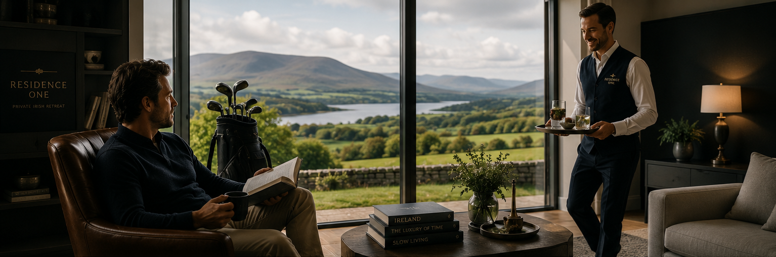 RESIDENCE ONE is not a hotel, an Airbnb, or a traditional holiday rental. It is a carefully designed Private Irish Retreat Residence concept created for people who seek something increasingly rare in modern life: peace, privacy, focus, and uninterrupted time: BE SERVED AT RESICENCE ONE