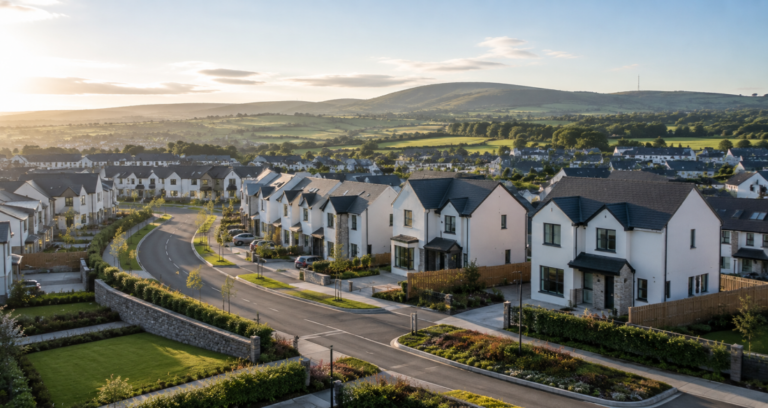 New family homes under construction in Ireland representing future housing opportunities for international residents.