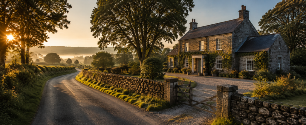 Restored tourism accommodation in the rural countryside of County Roscommon highlighting Ireland's growing regional tourism sector.