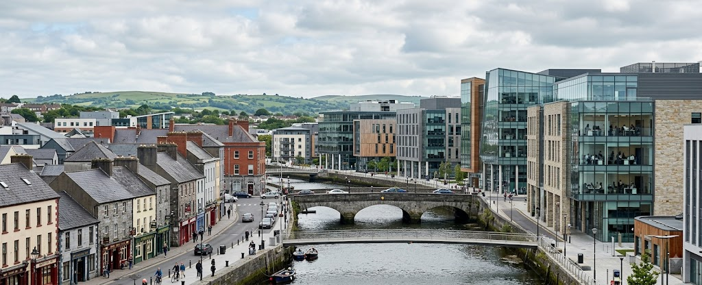 Modern regional Irish business district illustrating opportunities to establish a company beyond Dublin in Cork, Galway, Limerick and Waterford.