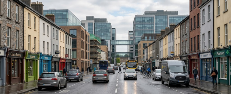 Everyday economic activity in an Irish regional city illustrating the reality behind Ireland's