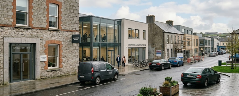 Irish business district representing Ireland's 2026 start-up boom and growing small-business economy.
